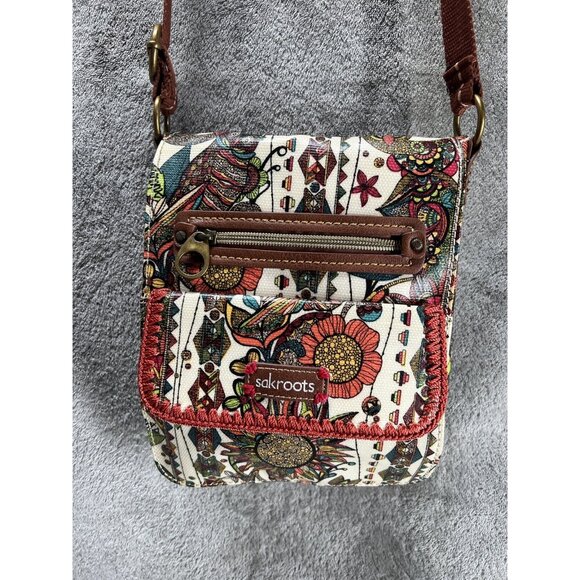 Sakroots Handbags - Sakroots Crossbody Bag Floral Design Zipper Compartments Adjustable Strap Boho